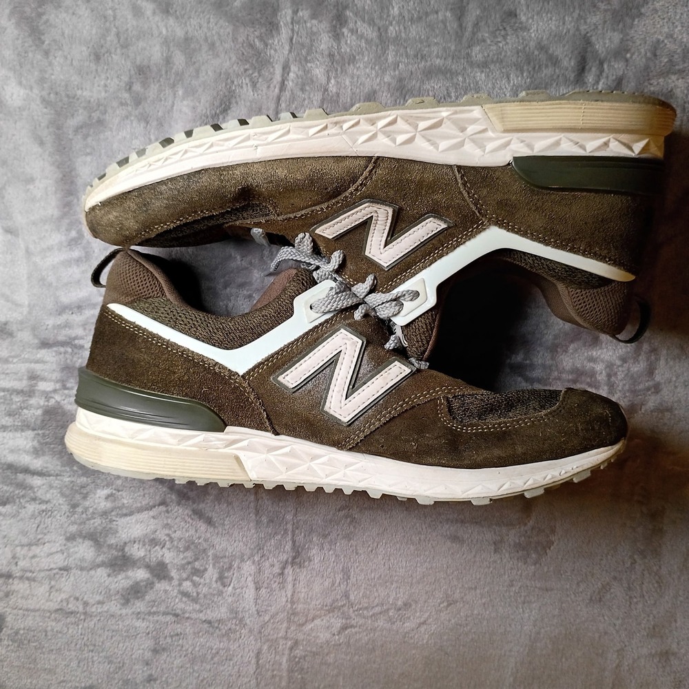New Balance 574 Sport MS574BM Mens 10.5 Olive Green Suede Fresh Foam Sneakers
